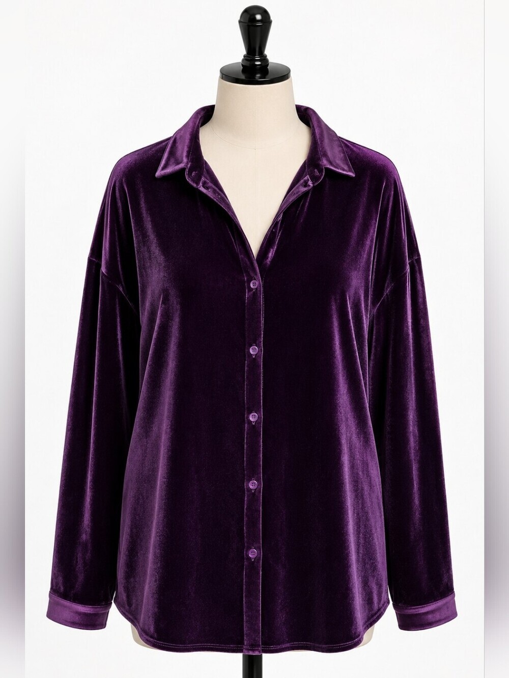 Weekend Suzanne Betro NWT Purple Velour Button Down Shirt Sz S Whimsigoth Casual